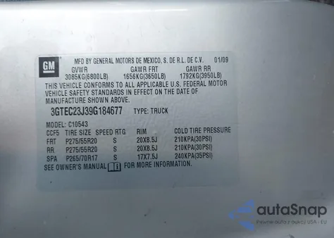 2009 GMC Sierra 1500 Sle from USA, damaged, VIN 3GTEC23J39G184677
